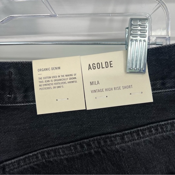 AGOLDE Mila Vintage Black Classic High Rise Denim Shorts in "Slow Burn" 30 NWT - Picture 7 of 9